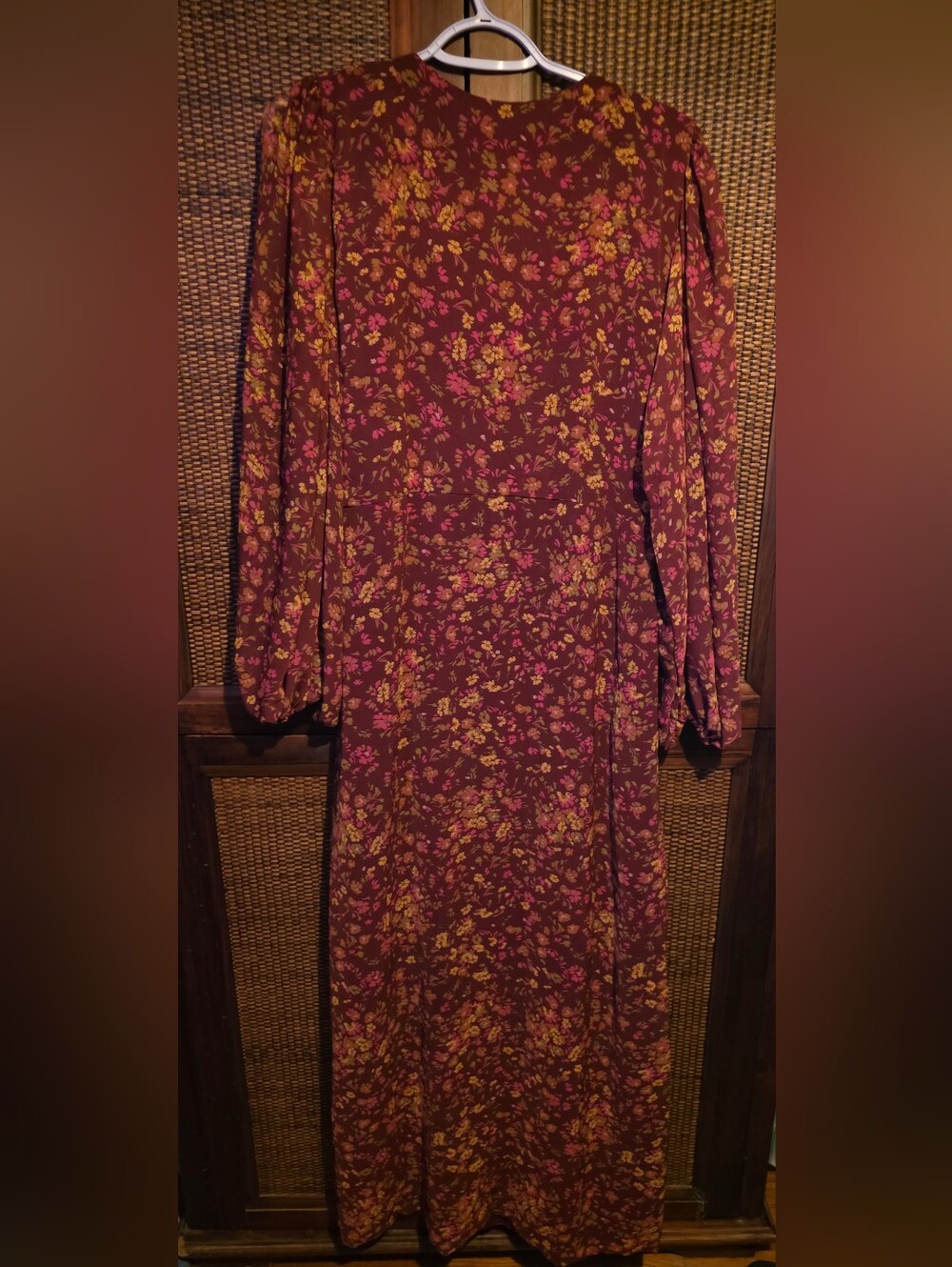 Sue Sartor Woven Floral Keyhole Maxi Dress - Burgundy PTP - Picture 3 of 4